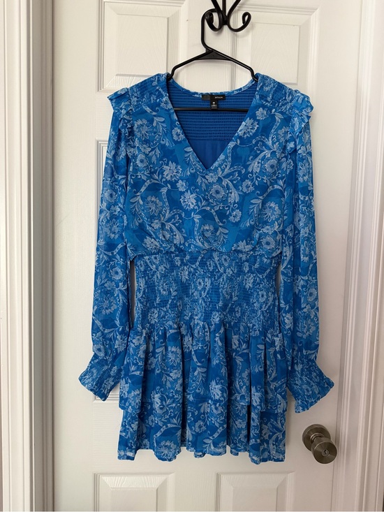 Aqua Tops - Aqua Blue Floral V-Neck Smocked Waist Tunic